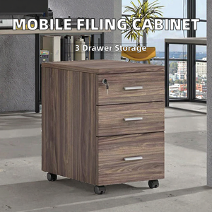 Wholesale Custom Modern Wooden Panel Mobile <b>Filing</b> <b>Cabinet</b> with -Pulley and 3 Drawers for Office Storage - Product Image 2