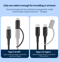 Cable de carga múltiple de tipo C y L, 1 m, 2 en 1, para IPhones 14 /iPad/teléfonos Android/Samsung/Sony,/Huawei/PS4