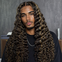 Perruques en cheveux humains vierges vietnamiens pas chères, couleur mèches, ondulées, avec nœuds blanchis, sans colle, pour femmes noires