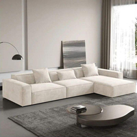Sofa Minimalis Mewah Kelas Atas Bentuk L, Sofa Ruang Tamu Berbahan Kain Lembut dengan Area Santai, Sofa Modular