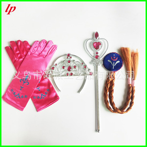 Conjunto de corona, varita mágica, guantes, peluca y trenza de la Reina de Frozen para disfraz de niñas. - Product Image 5
