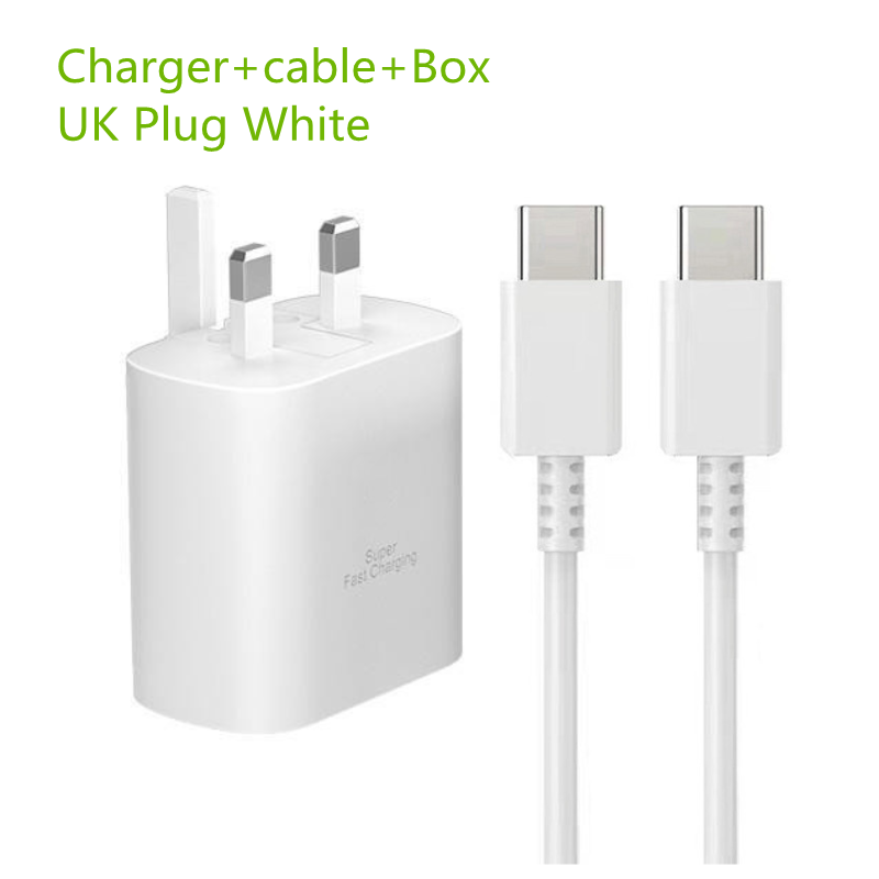 Cargador blanco del Reino Unido+cable+caja