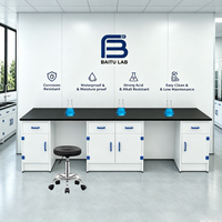Table de travail murale en PP pour laboratoire, avec plan de travail en résine époxy de 25 mm, pour laboratoire d'enseignement de la chimie universitaire, certifiée ISO9001