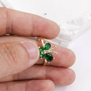 Elegant Green Cubic Zirconia Butterfly Open <b>Ring</b> Luxury Gold Plated Brass Animal <b>Adjustable</b> <b>Rings</b> Minimalist Jewelry for Her - Product Image 4