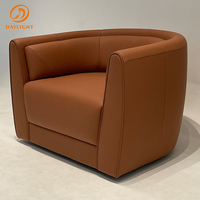 Fauteuil lounge en cuir flanelle de luxe italien avec fauteuil bleu, design moderne, sol plat pour le salon