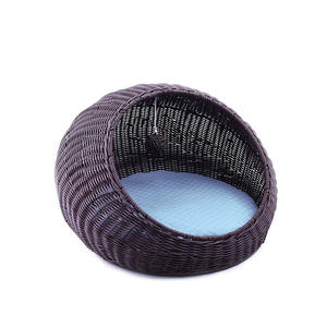 2021 Katzen bett für den Innenbereich eine überdachte moderne Katze Hideaway Hütte von Rattan Häuser Nest Haustiere in Kuppel korb Design Rattan Schlafs ofa Haustier - Product Image 3