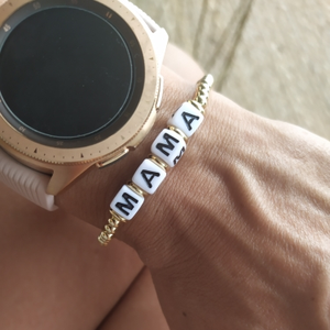 Hot Sale Hand <strong>Bracelet</strong> <strong>Mama</strong> Letter Acrylic Gold Plated Beads <strong>Bracelet</strong> for Girls and Women Jewelry Men Gift Gold Hip Hop Party - Product Image 2