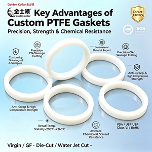 맞춤형 버진 PTFE 가스켓 및 와셔, 고온 논스틱 CNC 가공 플랜지(볼트 홀 포함) 대형 파이프 및 용기 밀봉용 - Product Image 2