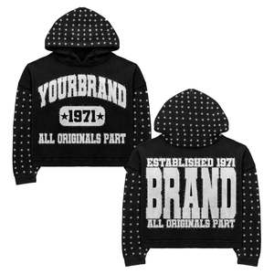 Sudaderas con Capucha de Moda Otoñal de Alta Calidad, 100% Algodón, Unisex, Estilo Holgado, Personalizadas, con Estampado de Patchwork Desgastado, Estilo Urbano, con Bolsillo - Product Image 3