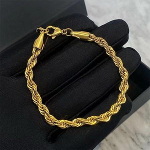 Stylish Male Female Hip Hop Stainless Steel <b>Chain</b> Necklace 5mm Twist <b>Titanium</b> Steel Gold Necklace - Product Image 3