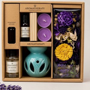 Coffret Cadeau en Bois de Luxe Fait Main, Ensemble de Thé aux Herbes, Collection Exquise d'Aromathérapie à la Lavande pour la Maison et les Fêtes - Product Image 1