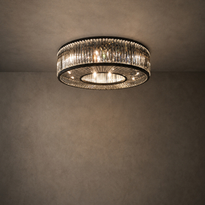 <b>Decorative</b> Straight Crystal Strip Round Flush Mount <b>Light</b> For Villa Bedroom Restaurant Entryway Decoration - Product Image 1