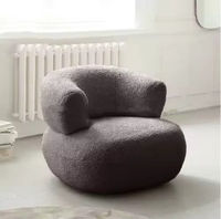 Fauteuil pivotant moderne et confortable en velours Teddy, forme arrondie, pour salon, chaises de salon