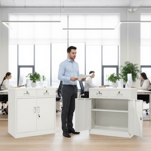 Modern Metal Filing <b>Cabinet</b> with 2 Drawers Lockable Office <b>Storage</b> Unit for Commercial Use <b>White</b> Minimalist Design - Product Image 4