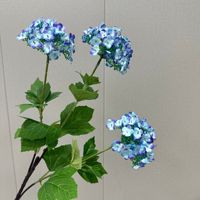 Fleurs artificielles en forme de boule de neige à 3 têtes en tissu de soie, bouquet réaliste blanc et vert, centres de table de mariage, décoration de Noël et de la Saint-Valentin
