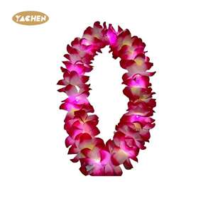 Yachen LEDライトアップハワイフラワーレイスガーランド大人の子供フラルオーグローリースネックレス誕生日パーティーウェディングデコレーション - Product Image 6