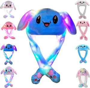 NEW Led Bunny Hat Ear Moving Jumping Rabbit Hat Funny Plush For Kids