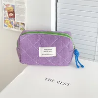 Matelassé Plaid fille sacs à cosmétiques rétro dames pochette porte-crayon porte-monnaie Portable voyage femme toilette sac de rangement sac à main