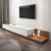 Meuble TV en bois massif de haute qualité pour salon avec éclairage LED et table basse intégrée