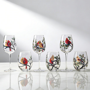 Verres à vin sans pied personnalisés avec logo coloré, <span class=keywords><strong>dessin</strong></span>és à la main, directement de l'usine, ensemble de verrerie créative pour fête - Product Image 2