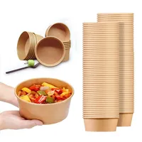 Premium Wegwerp Reliëf Logo Bedrukt Papier Poke Kommen Met Deksels Voedselcontainers Voor Salade Snack Premium Wegwerp Servies