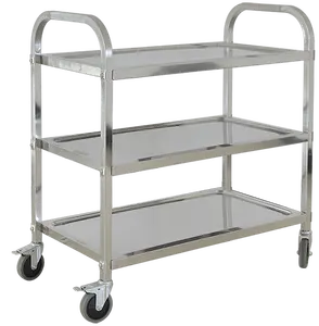 Factory Direct 2 Layers Commercial Utility Stainless Steel Food Trolleys Cart Room Service Trolley For Hotel Restaurant