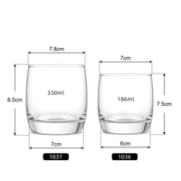 Verre à boisson transparent à pied stable, type tumbler court, pour bureau, hôtellerie, boutique de cadeaux, vente au détail, collection de boissons 186ml 330ml