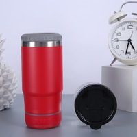 4 en 1 Tasse à boire isolée sous vide en acier inoxydable de 14oz Tasse à bière Garder au froid BlueTooth Haut-parleur sans fil Tumbler Music Coffee Mug