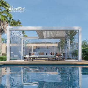Биоклиматическая пергола AlunoTec с выдвижной крышей, алюминиевая, водонепроницаемая, с регулируемыми ламелями, моторизованная, для улицы - Product Image 4