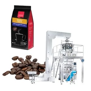 Automatische Gewicht 250G 1Kg Gebrande Koffiebonen Ventiel Zak Verpakkingsmachine Koffiebonen Quad Seal Pouch Vulling Verpakkingsmachine