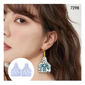 7298 Cheetah print cow ear tag with Thunderbird resin earring molds crystal drop epoxy silicone mold earrings pendant mold