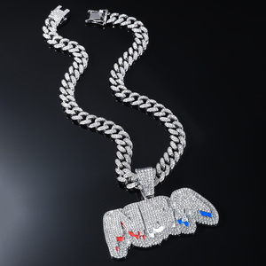 Colliers pendentifs en argent sterling N-ba avec diamants, style hip-hop, chaîne cubaine, bijoux pour hommes, cadeaux d'anniversaire, vente en gros d'usine - Product Image 4