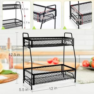 Étagère à épices en métal à 2 niveaux pour comptoir, supports de rangement pour placard sous l'évier, organisation domestique - Product Image 5