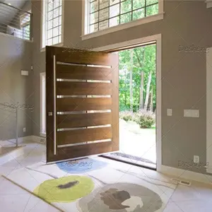 Two Directions Entrance Front Manual Wooden Door Open Automatic Close Aluminium Entry Pivot Modern Doors