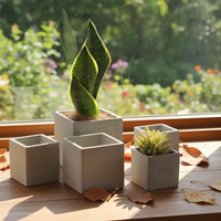 Gros carré simple conception de bureau ciment succullent pot avec trou pour la décoration intérieure