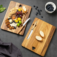 Acacia houten serveerplank voor buiten, voor steak, kaas, brood, pizza, fruit, babyvoeding, houten snijplank set met fruitmes