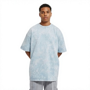 T-shirt oversize délavé à l'acide pour homme, 100 % coton, col rond, tricoté, séchage rapide, haut uni pour le streetwear - Product Image 1