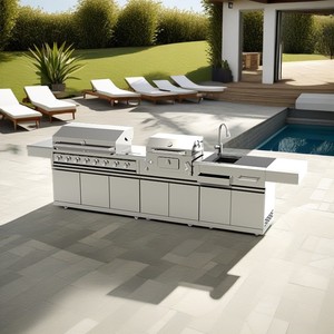 Hiện đại và sang trọng thép không gỉ mô-đun ngoài trời đơn vị nhà bếp cao cấp đá cẩm thạch mùa hè tủ bếp - Product Image 1