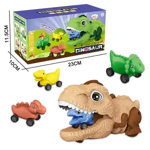 DF Dinosaur Friction Car Go With Press Car Inertial Catapult Chariot Toy Eye-hand Cooperation Training for Kids Shot Sliding