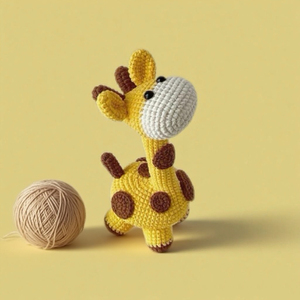 Đồ chơi thú nhồi bông móc len hình hươu cao cổ dễ thương, làm thủ công bằng cotton amigurumi - Product Image 1