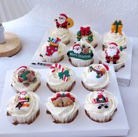 Décorations de gâteaux comestibles de noël, 50 pièces, bonhomme de neige, canne à bonbons, garniture de gâteaux père noël