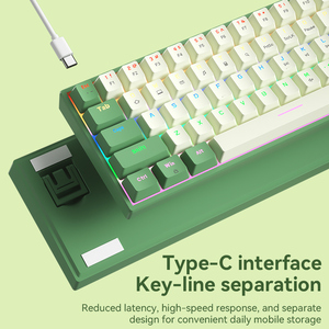 คีย์บอร์ดกลไก68ปุ่มผสมแสงสีแดงแกนสีน้ำตาลสำหรับเล่นเกมแบบมีสายขนาดเล็กผลิตจากจีน - Product Image 5