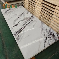 Panneau de marbre en PVC avec revêtement UV JUANA, PVC brillant, panneau de marbre en PVC avec revêtement UV pour la décoration intérieure