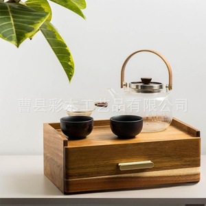 Wooden <b>Tea</b> Bag Storage <b>Box</b> With Drawer Compartment For Desktop Organizing - Product Image 2