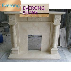 Manteau de cheminée en pierre de marbre blanc naturel conçu - Product Image 3