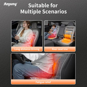 Coussin chauffant pour siège de voiture Anjuny, luxe, ventilation, soutien lombaire réglable, 3 niveaux de chaleur, 12V/USB, portable, long trajet, soulagement de la douleur - Product Image 3