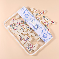 Sac de rangement multifonctionnel pour Mahjong avec imprimé floral personnalisé, étanche, pour tuiles et poussoir, et tapis de table