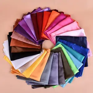 Solid Color Women Plain 90*90cm Square Scarves Custom Logo Silk Scarf