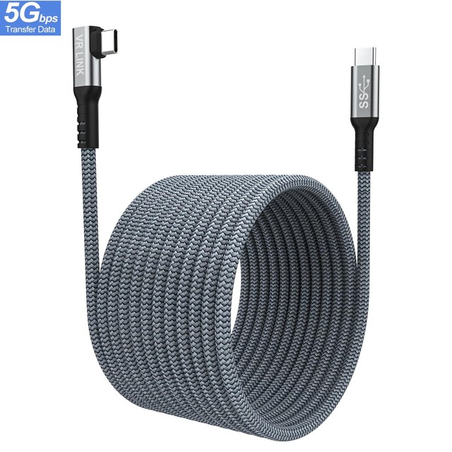 USB C to USB C 5 Meters Long Right Angle Camera Vr Link Data Cable