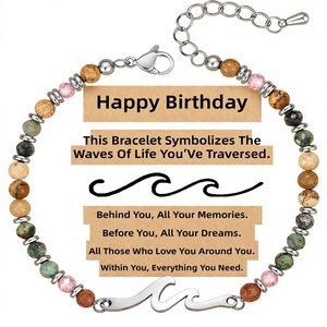 TONY SANDY Bracelet d'amitié pour femme, motif vague unique, idéal pour <span class=keywords><strong>anniversaire</strong></span> et Noël - Cadeau pour sœur, meilleure amie, ou pour les petits cadeaux de Noël - Product Image 1